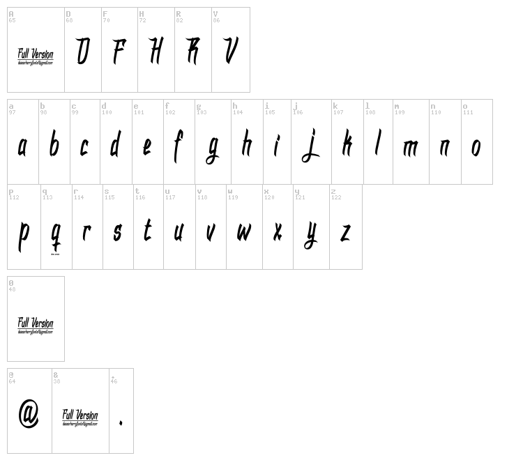 DHF Dexgraffiti Return font map